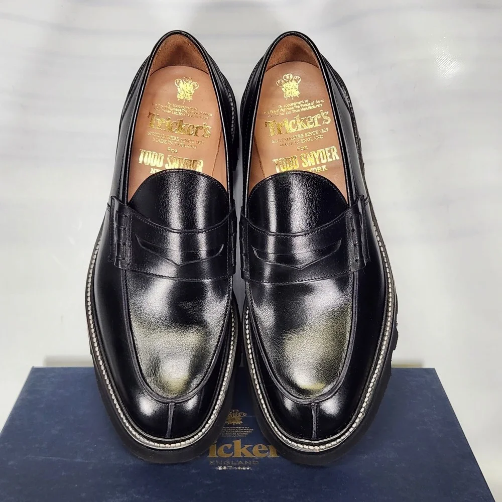 Tricker's James Loafers Mens Size 11 Black Todd Snyder Vibram Lug Sole 3227/63